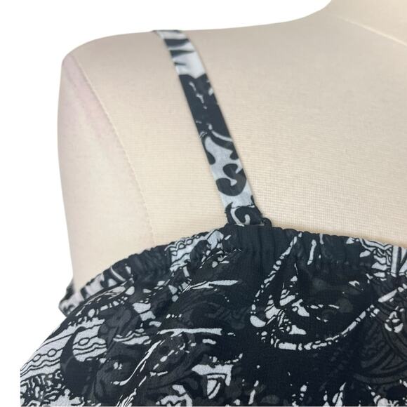 Lane Bryant Maxi Dress Ruffle Top Chiffon Blouson Black White Women’s Size 22/24 - Picture 10 of 12